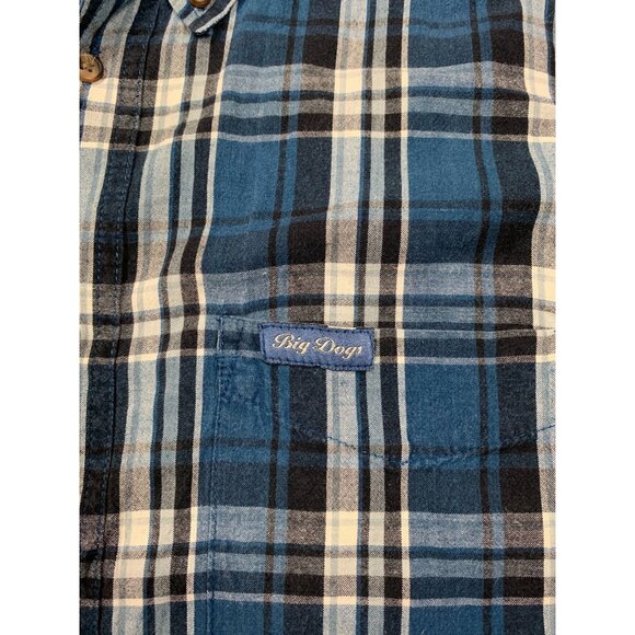 Vintage Big Dogs Shirt Men Large Blue Plaid Button Up Cotton Button Down Y2K - Picture 4 of 8